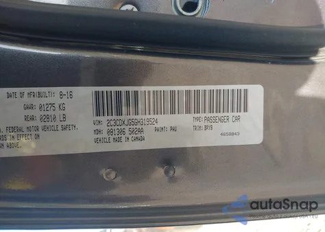 2016 Dodge Charger Sxt из США, поврежденный, VIN 2C3CDXJG5GH319524